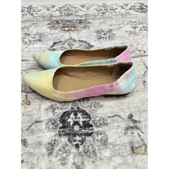 Kaari Blue Flats Size 8 Women's Pastel Tie Dye Pointed Toe Shoes Rainbow Dash - Picture 3 of 7
